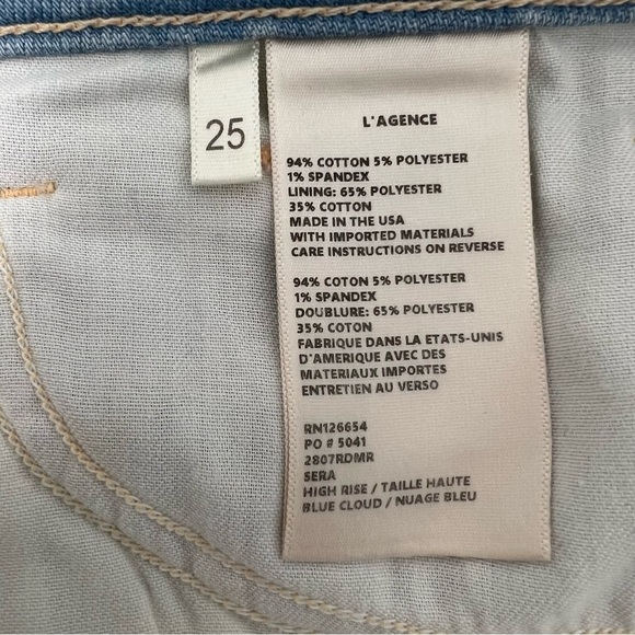 L'AGENCE Sera High Rise Jean Flared Bell Bottom Jeans Blue Cloud Chic Size 25 - Picture 9 of 11